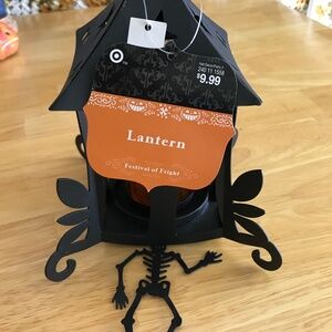 New Halloween Lantern with Tea-light and Hanging Skeleton
